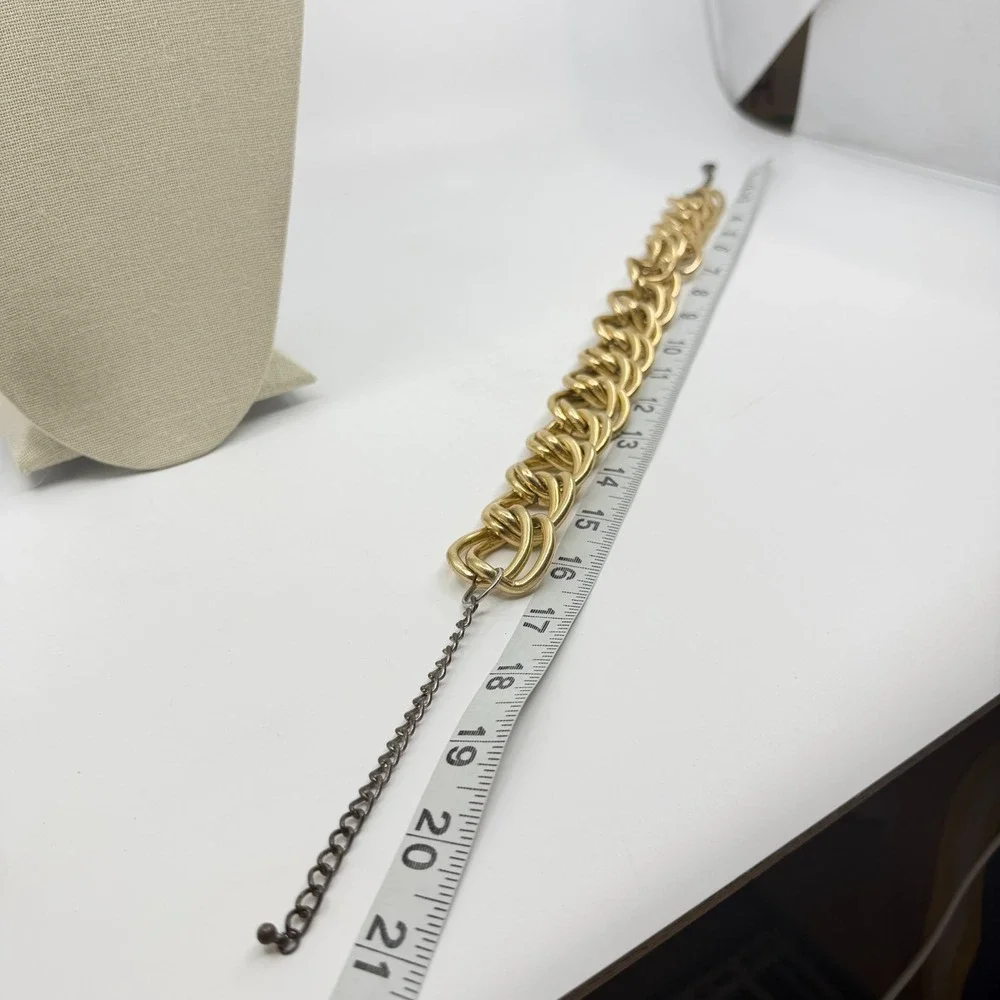 Gold Tone Chunky Double Link Chain Necklace Y2K Statement Jewelry Gift Fashion